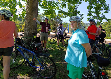 PLACE (Department of Planning, Land Management, and Community Enhancement) staff lead slow roll ride with citizens from the Tallahassee Senior Center.